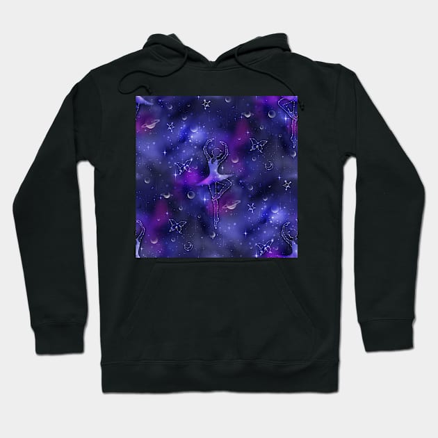 Texture of Cosmic Universe with Fantasy Ballerinas Hoodie by lissantee